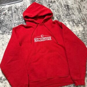 No Jumper Podcast Hoodie Mens Medium Red Basketball Logo Pullover Streetwear